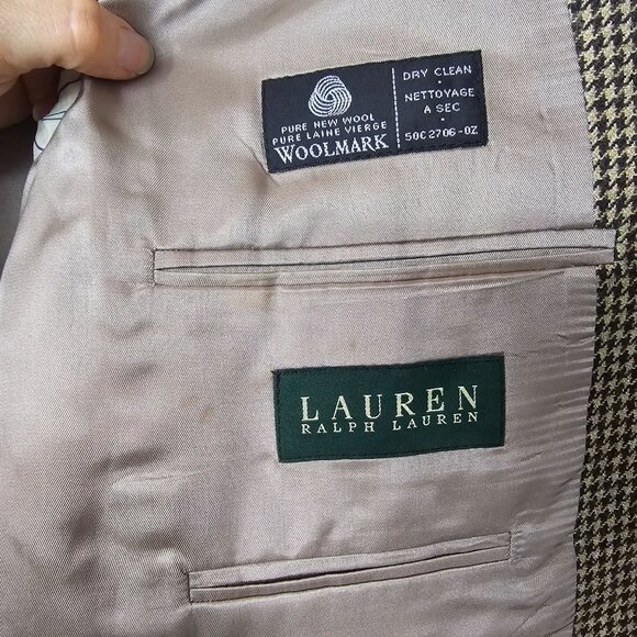 Lauren Ralph Lauren Wool Houndstooth Blazer Sport Coat 42R Quiet Luxury Academia - Picture 3 of 10